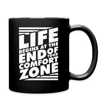 Life Begins At The End Of Your Comfort Zone - Full Colour Mug - black - Right
