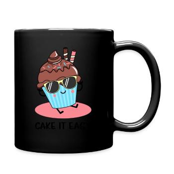 Cake it easy - take it easy - lustiges Design - Tasse einfarbig - Schwarz - Rechts