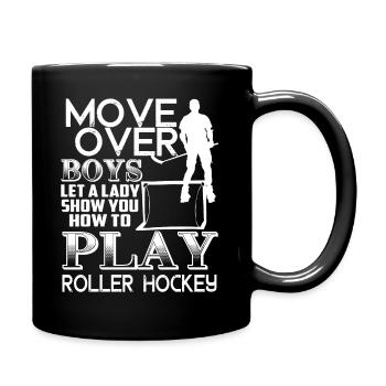 Laissez une dame montrer comment jouer au roller hockey - Mug uni - noir - Droite