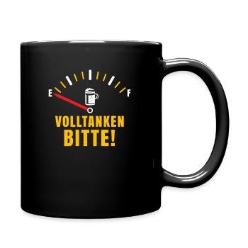 Volltanken Bier Bierliebhaber Biertrinker Motiv - Tasse einfarbig - Schwarz - Rechts