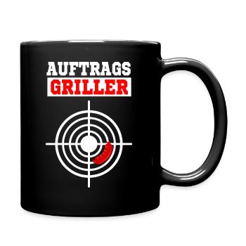 "Auftragsgriller" grillen lustiger Grillspruch - Tasse einfarbig - Schwarz - Rechts