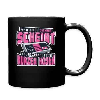 Gamer Sonne scheint zocken in kurzen Hosen Gift - Tasse einfarbig - Schwarz - Rechts