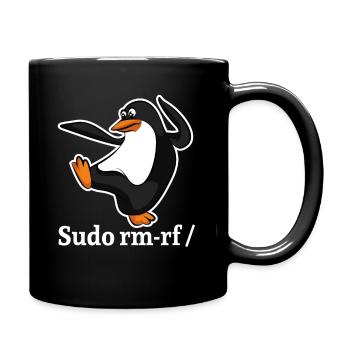 Tux Linux Pingouin Sudo Rm Rf | Computerfreak Hack - Mug uni - noir - Droite