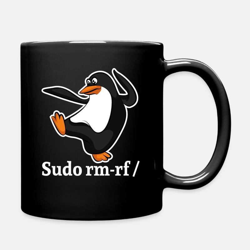 Tux Linux Pinguin Sudo Rm Rf | Computerfreak Hack - Tasse einfarbig - Schwarz