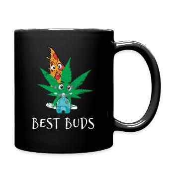 Best Buds Weed Gras Pizza Best friends smoking pot - Full Colour Mug - black - Right