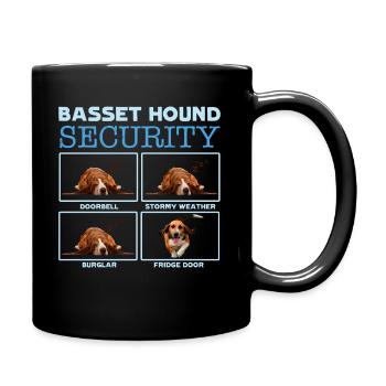 Basset Hound Sicherheit - Tasse einfarbig - Schwarz - Rechts