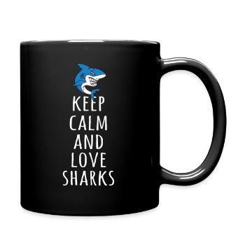 Keep Calm And Love Sharks - Mug uni - noir - Droite