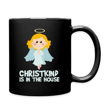 Christkind is in the House - Engel Weihnachten - Tasse einfarbig - Schwarz - Rechts