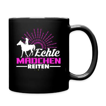 Echte Mädchen reiten - Tasse einfarbig - Schwarz - Rechts