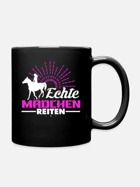 Echte Mädchen reiten - Tasse einfarbig - Schwarz