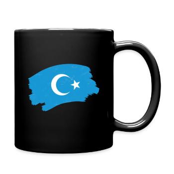 Uyghur flag white crescent blue background - Full Colour Mug - black - Right