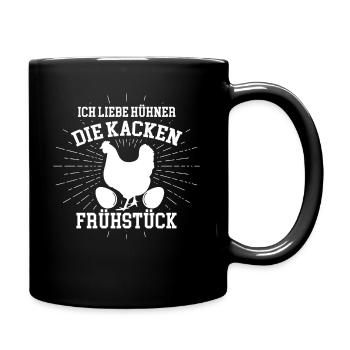 Hühner Frühstück - Tasse einfarbig - Schwarz - Rechts