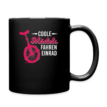 Coole Mädchen Fahren Einrad Einradfahrer Zirkus - Tasse einfarbig - Schwarz - Rechts