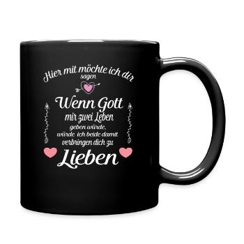 Hier mit möchte Liebe Liebespaar Liebeserklärung - Tasse einfarbig - Schwarz - Rechts