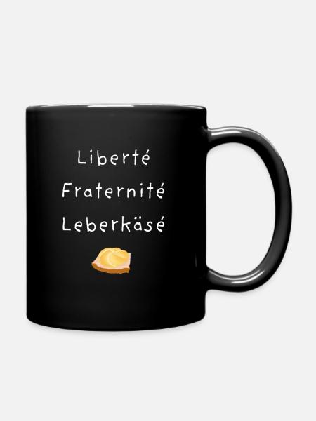 Leberkäse Design - funny meat cheese - Full Colour Mug - black