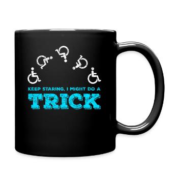 Rollstuhl Rollstuhlfahrer Behinderung Geschenk - Tasse einfarbig - Schwarz - Rechts