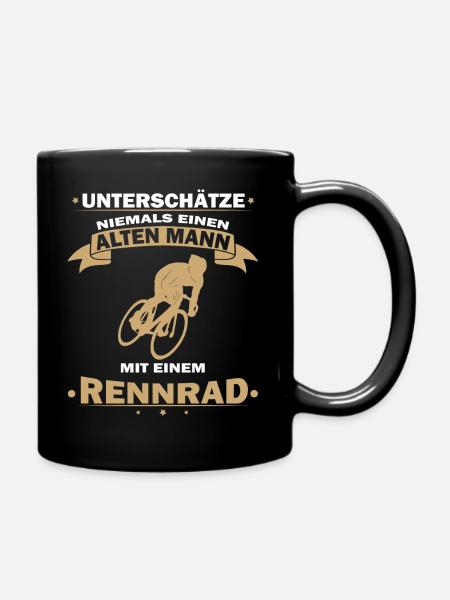 Unterschaetze niemals einen alten mann mit Rennrad - Tasse einfarbig - Schwarz