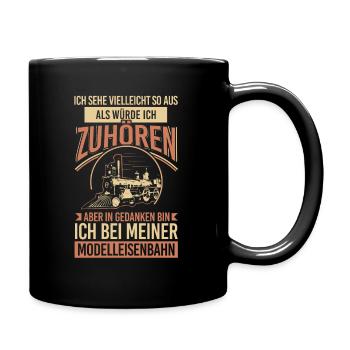 Modelleisenbahn Modellbauer Modelleisenbahner - Tasse einfarbig - Schwarz - Rechts