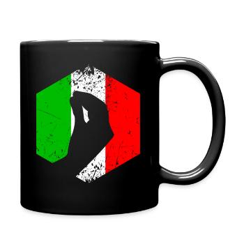 Italienische Flagge mit typischer Handgeste - Tasse einfarbig - Schwarz - Rechts