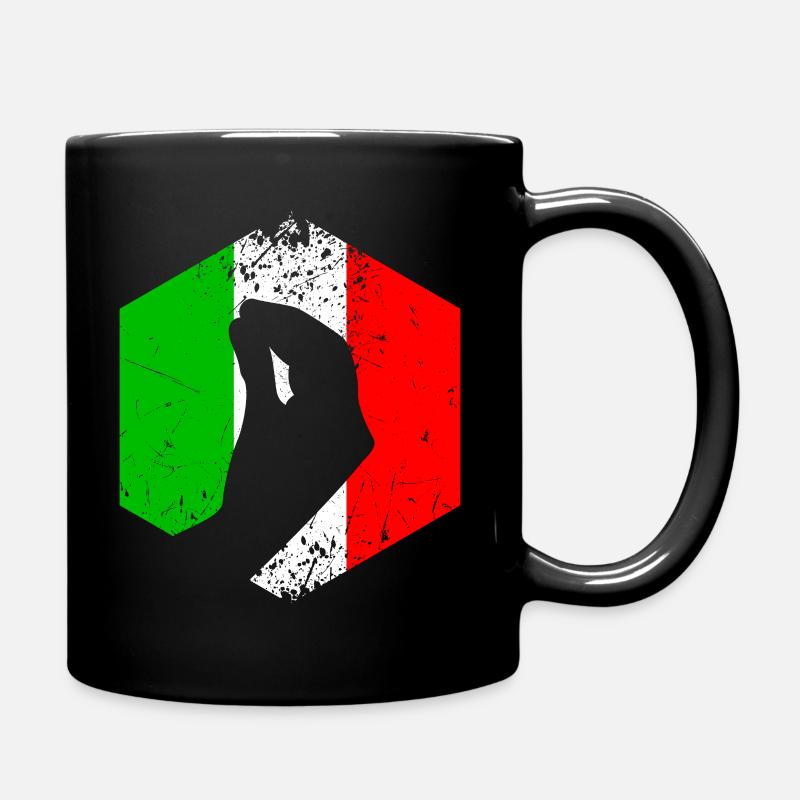 Italienische Flagge mit typischer Handgeste - Tasse einfarbig - Schwarz