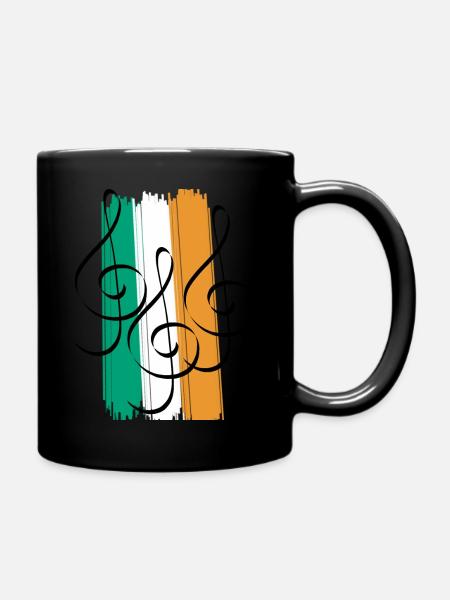 Clef Irish music Ireland gift - Full Colour Mug - black