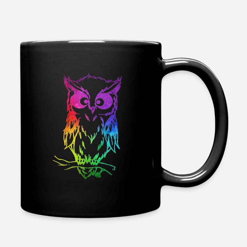Süße Bunte Eule - Tasse einfarbig - Schwarz