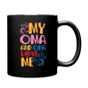 Petits-enfants allemands petite-fille grands-parents aiment grand-père - Mug uni - noir - Droite