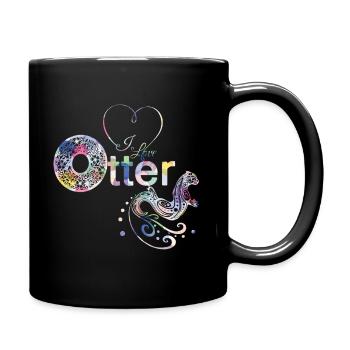 Otter Ich liebe Otter - Tasse einfarbig - Schwarz - Rechts