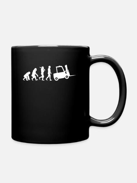 Staplerfahrer Evolution mit Gabelstapler Shirt - Tasse einfarbig - Schwarz