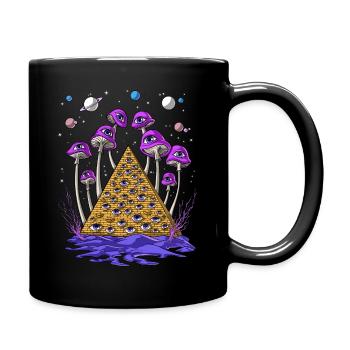 Psychedelic Egyptian Pyramid Psilocybin Mushrooms - Full Colour Mug - black - Right