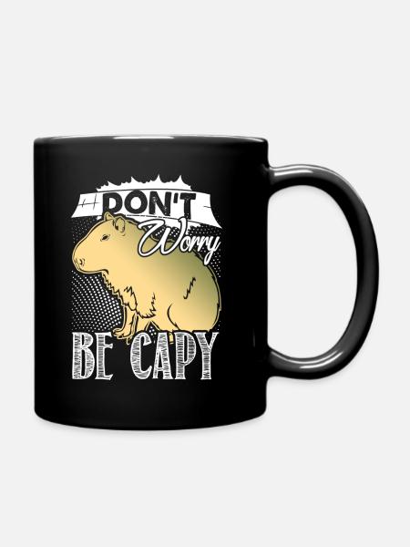 Capybara Mach dir keine Sorgen, sei Capy - Tasse einfarbig - Schwarz