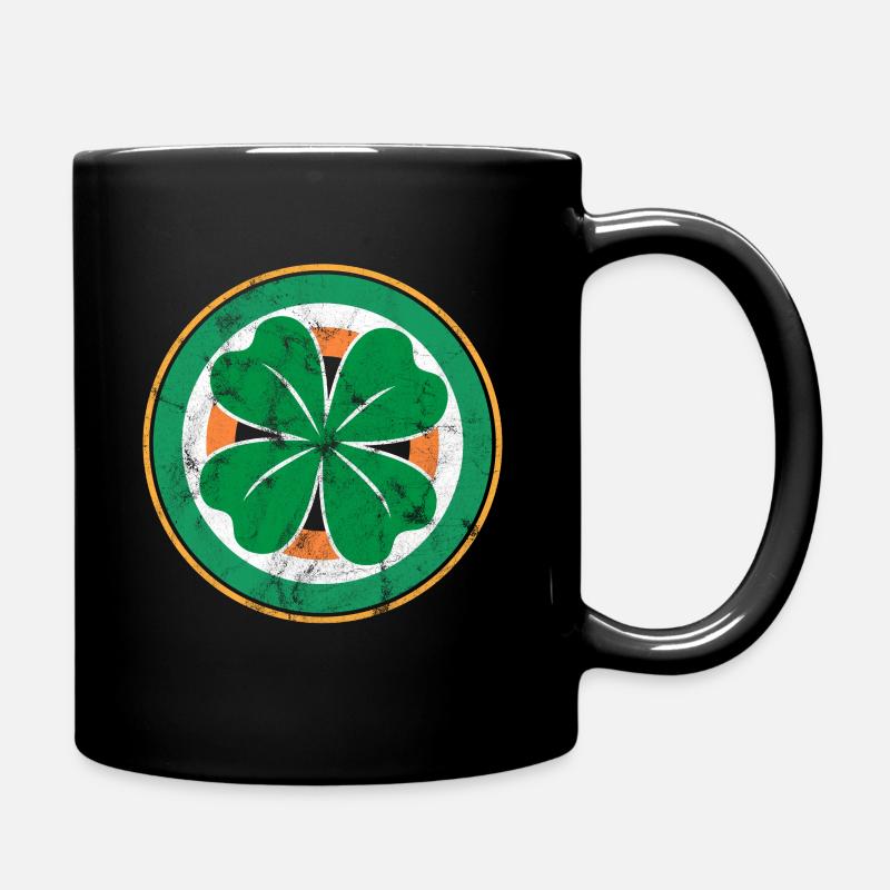 Kleeblatt Irland Retro - Tasse einfarbig - Schwarz