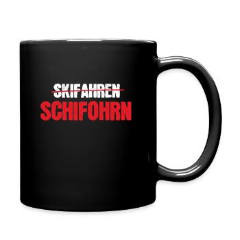 Schifohrn Schifoan Skifahren Österreicher dialekt - Tasse einfarbig - Schwarz - Rechts