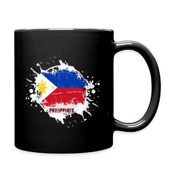 Philippinen Flagge mit Klecks - Tasse einfarbig - Schwarz - Rechts