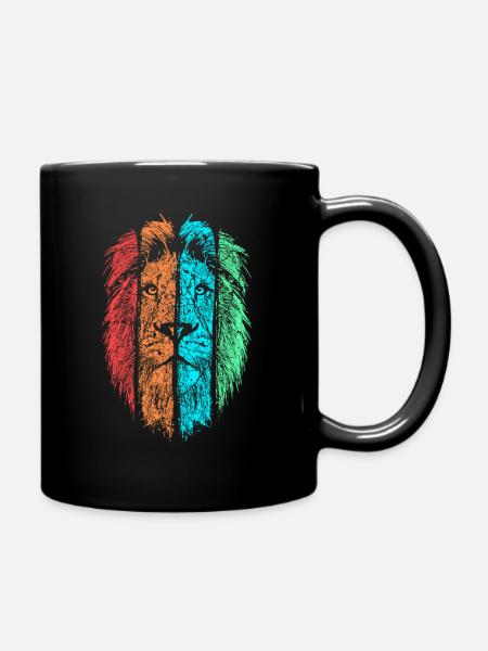 lion - Full Colour Mug - black
