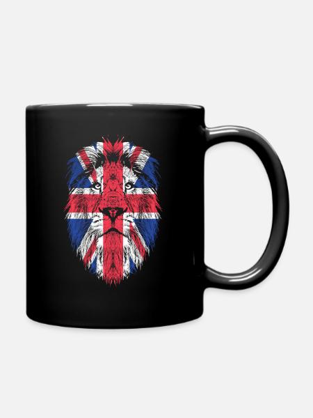 UK United Kingdom of Great Britain flag - Full Colour Mug - black