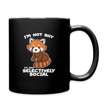 Red panda not shy, just selective social - Full Colour Mug - black - Right