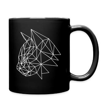 Polygon cats head cat head white shirt motif - Full Colour Mug - black - Right