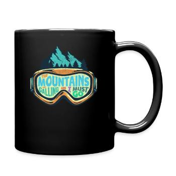 Mountains Calling Liebe Wandern, Klettern, Boulder - Tasse einfarbig - Schwarz - Rechts