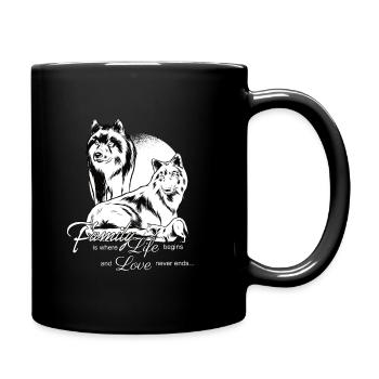 Wolf family beautiful saying - Full Colour Mug - black - Right