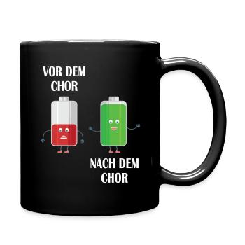 Vor dem Chor nach dem Chor - Tasse einfarbig - Schwarz - Rechts
