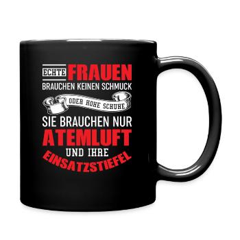 Feuerwehrmann Feuer Feuerwehr - Tasse einfarbig - Schwarz - Rechts