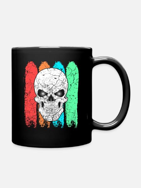 Totenkopf Bunt Farbig - Tasse einfarbig - Schwarz