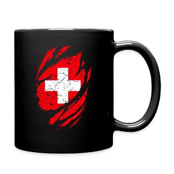 Schweizer Flagge - Tasse einfarbig - Schwarz - Rechts