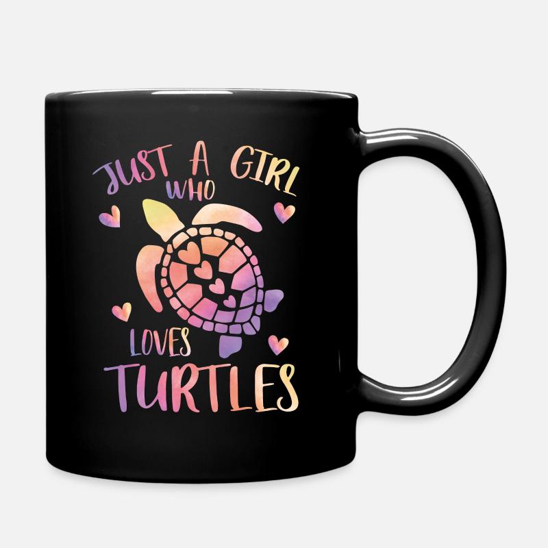 Nur ein Mädchen, das Schildkröten liebt - Tasse einfarbig - Schwarz