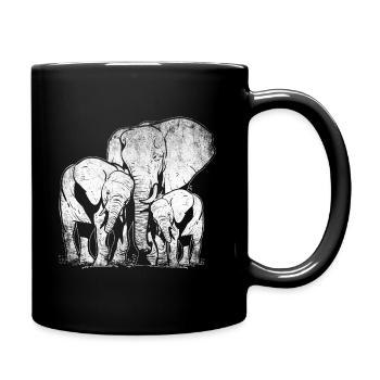 Elefant Familie Liebe - Tasse einfarbig - Schwarz - Rechts