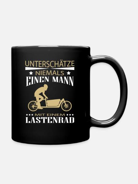Mann mit einem Lastenrad - Lastenfahrrad - Tasse einfarbig - Schwarz