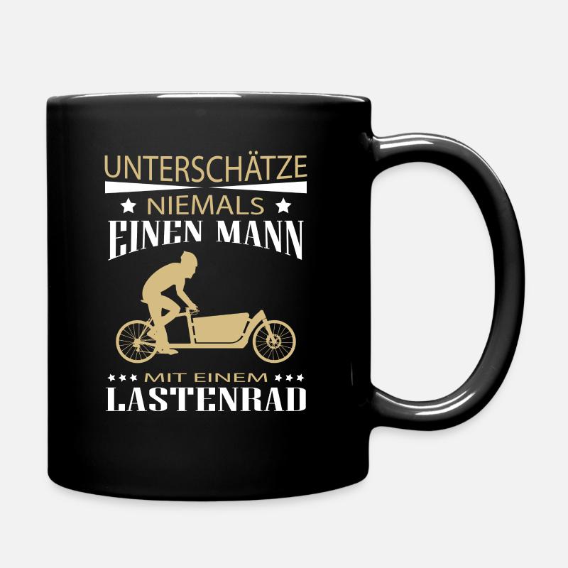 Mann mit einem Lastenrad - Lastenfahrrad - Tasse einfarbig - Schwarz