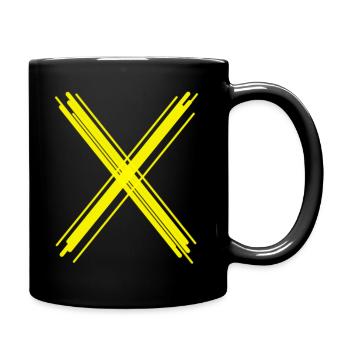 yellow cross abstract art woman children yoga - Full Colour Mug - black - Right