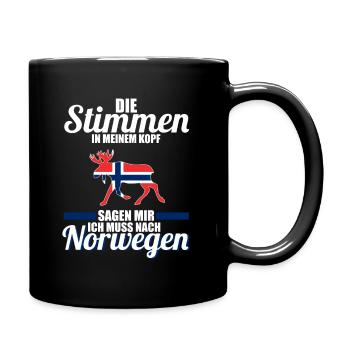 Stimmen im Kopf sagen - Ich muss nach Norwegen - Tasse einfarbig - Schwarz - Rechts